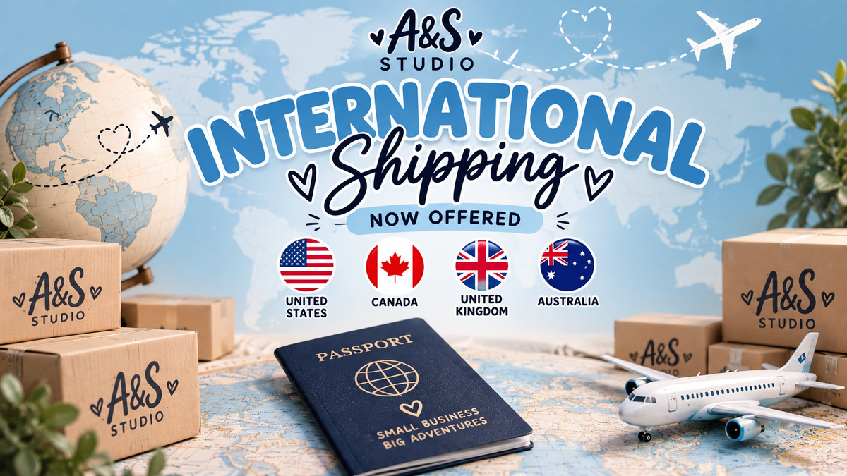 A&S Studio now ships internationally to Canada, the United Kingdom and Australia