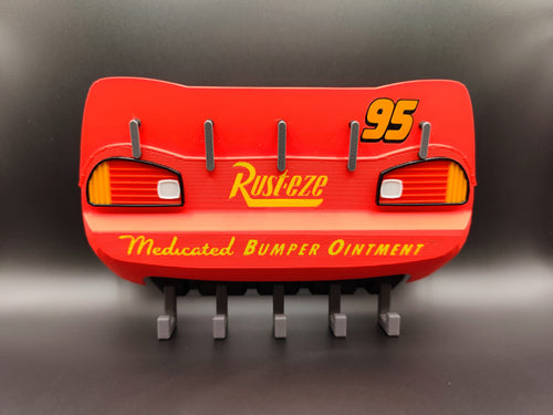 3D Printed Lightning McQueen Racing Car Wall Key Holder | Automotive Key Organizer with 5 keys