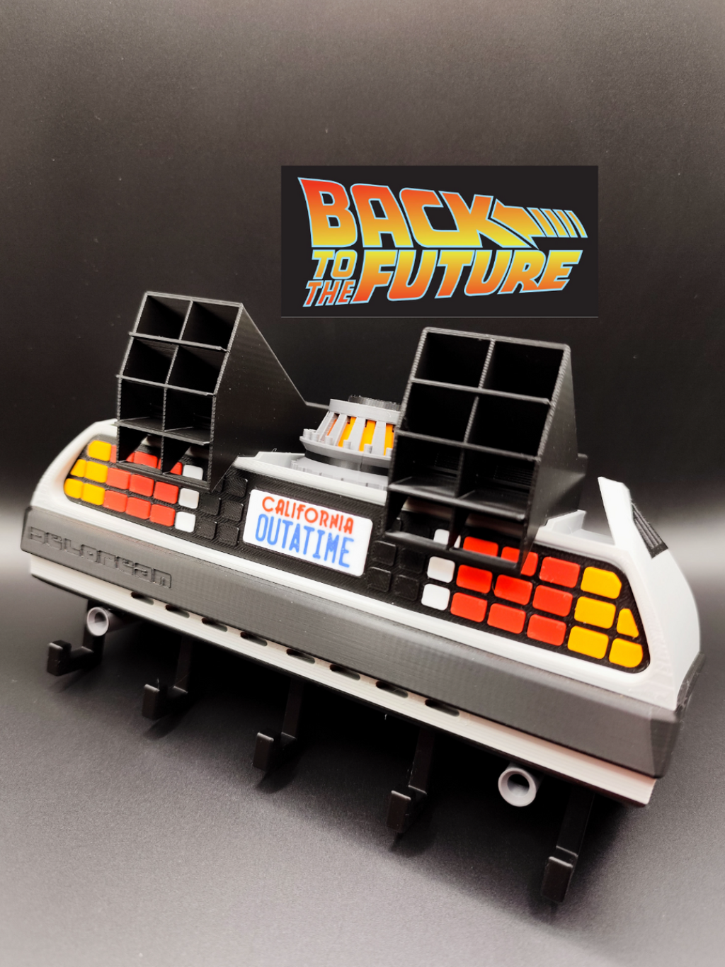 3D printed retro time travel dashboard wall key holder with six hooks - product view 1