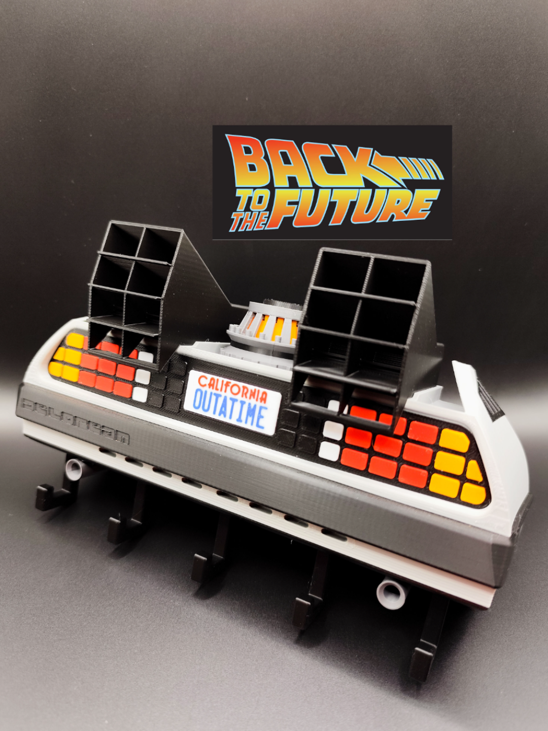 3D printed retro time travel dashboard wall key holder with six hooks - product view 1