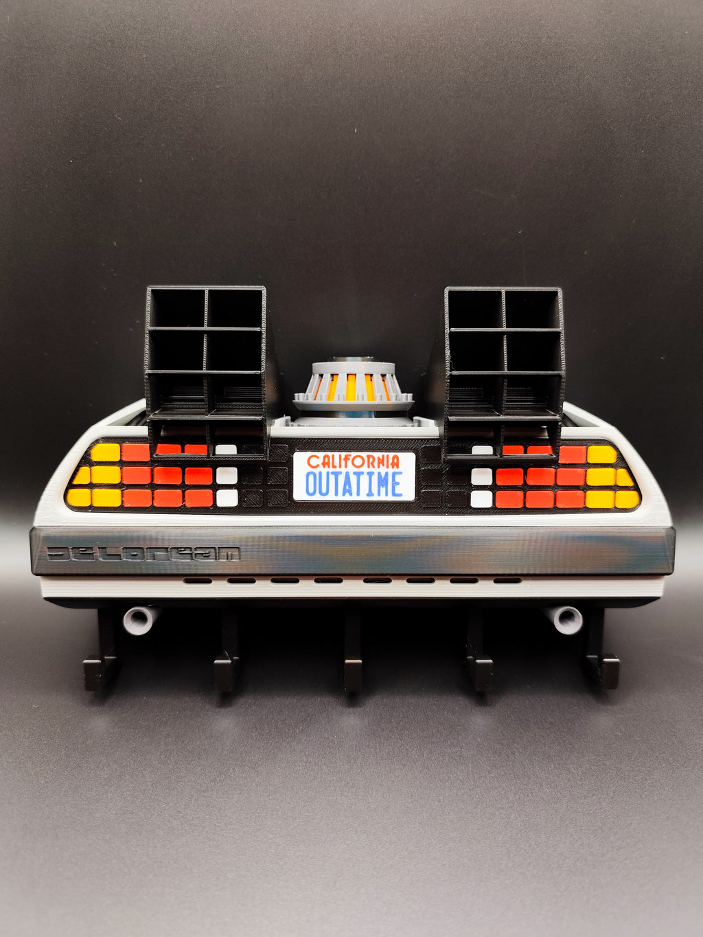 3D printed retro time travel dashboard wall key holder with six hooks - product view 2