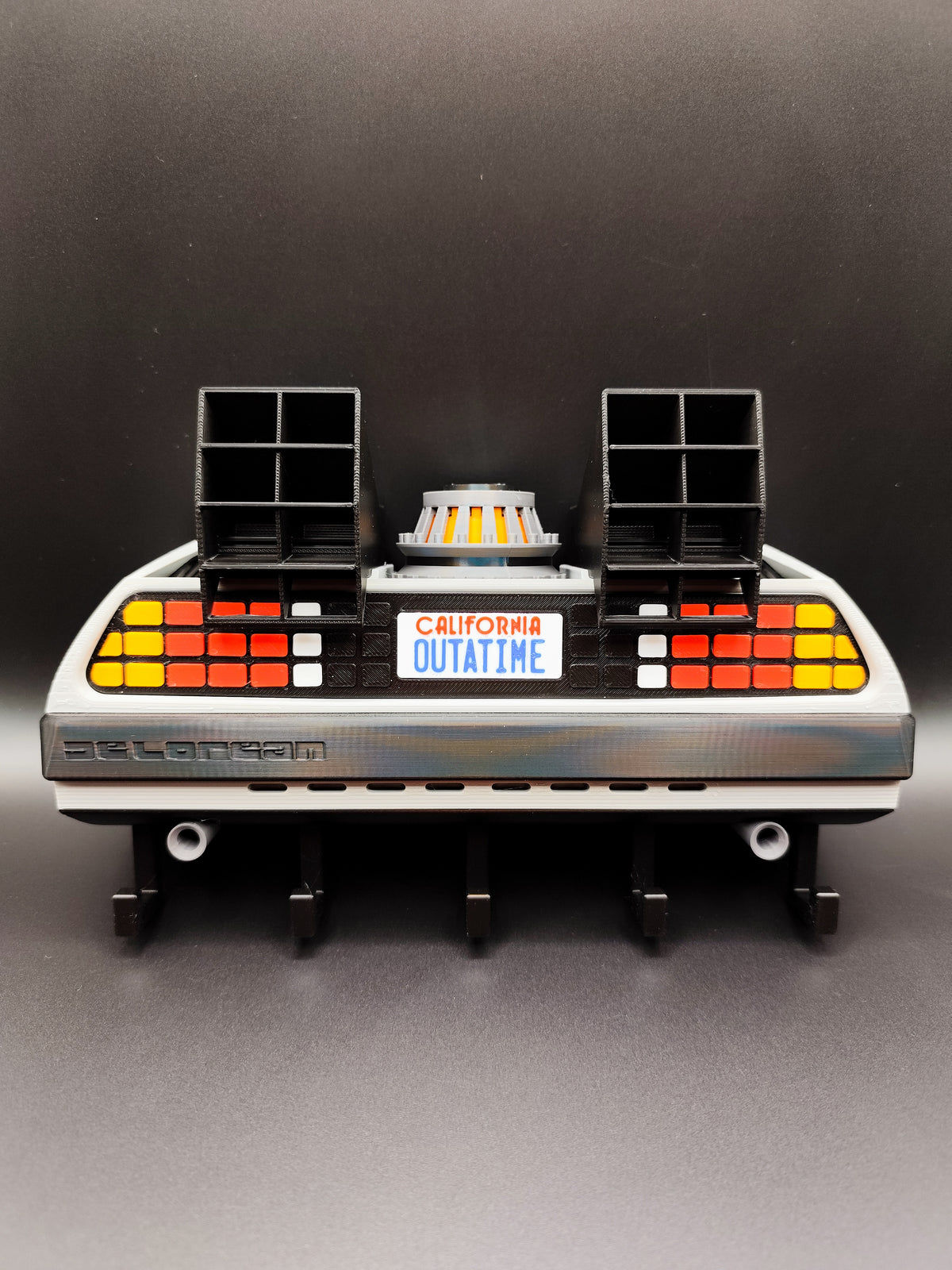 3D printed retro time travel dashboard wall key holder with six hooks - product view 2