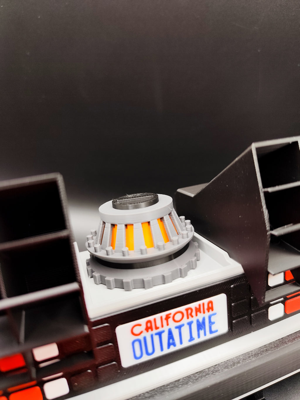 3D printed retro time travel dashboard wall key holder with six hooks - product view 4