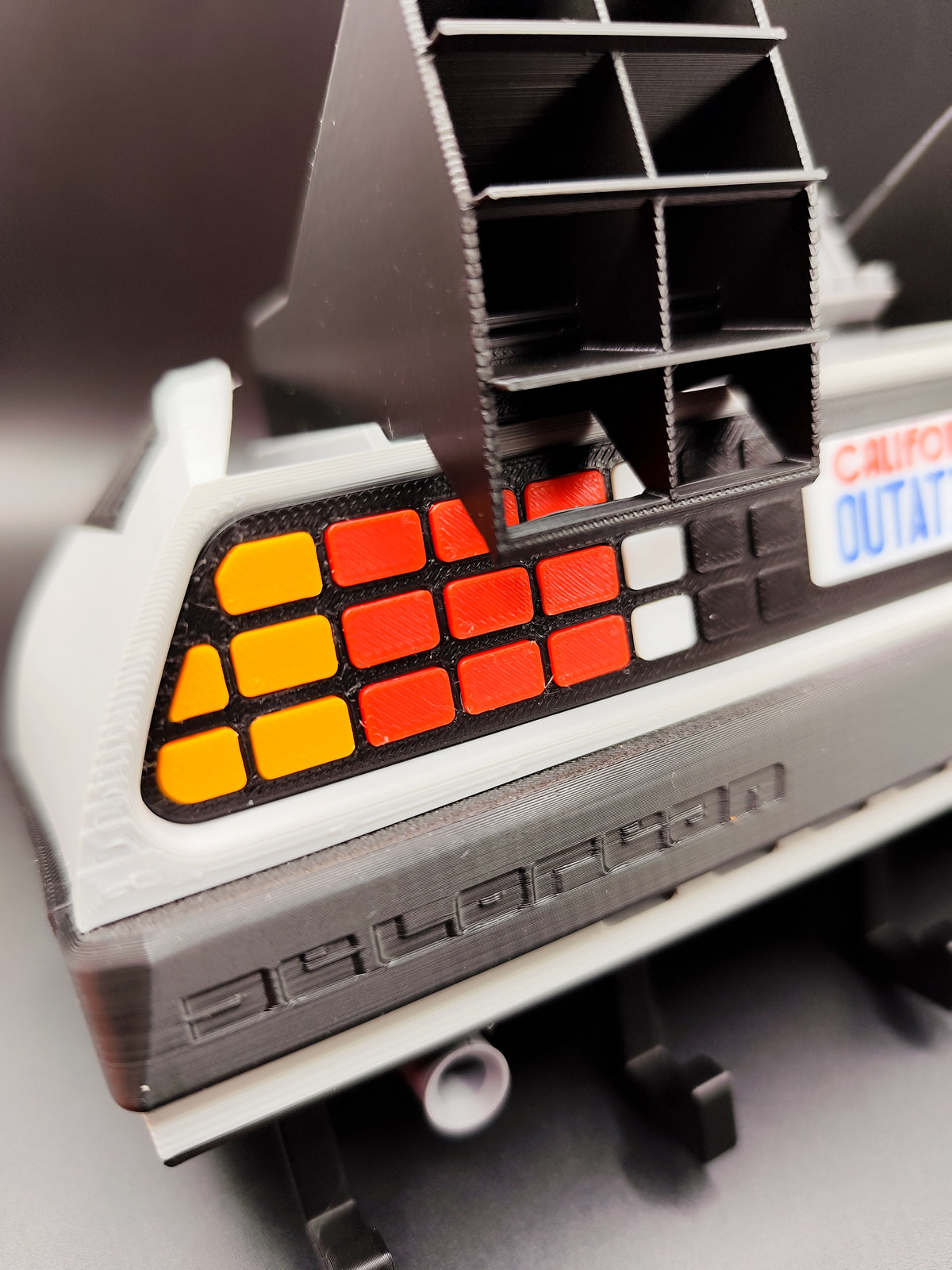 3D printed retro time travel dashboard wall key holder with six hooks - product view 6