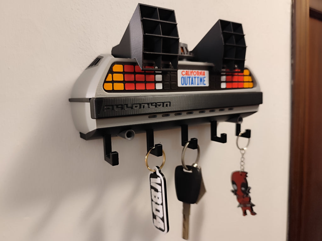 3D printed retro time travel dashboard wall key holder with six hooks - product view 8