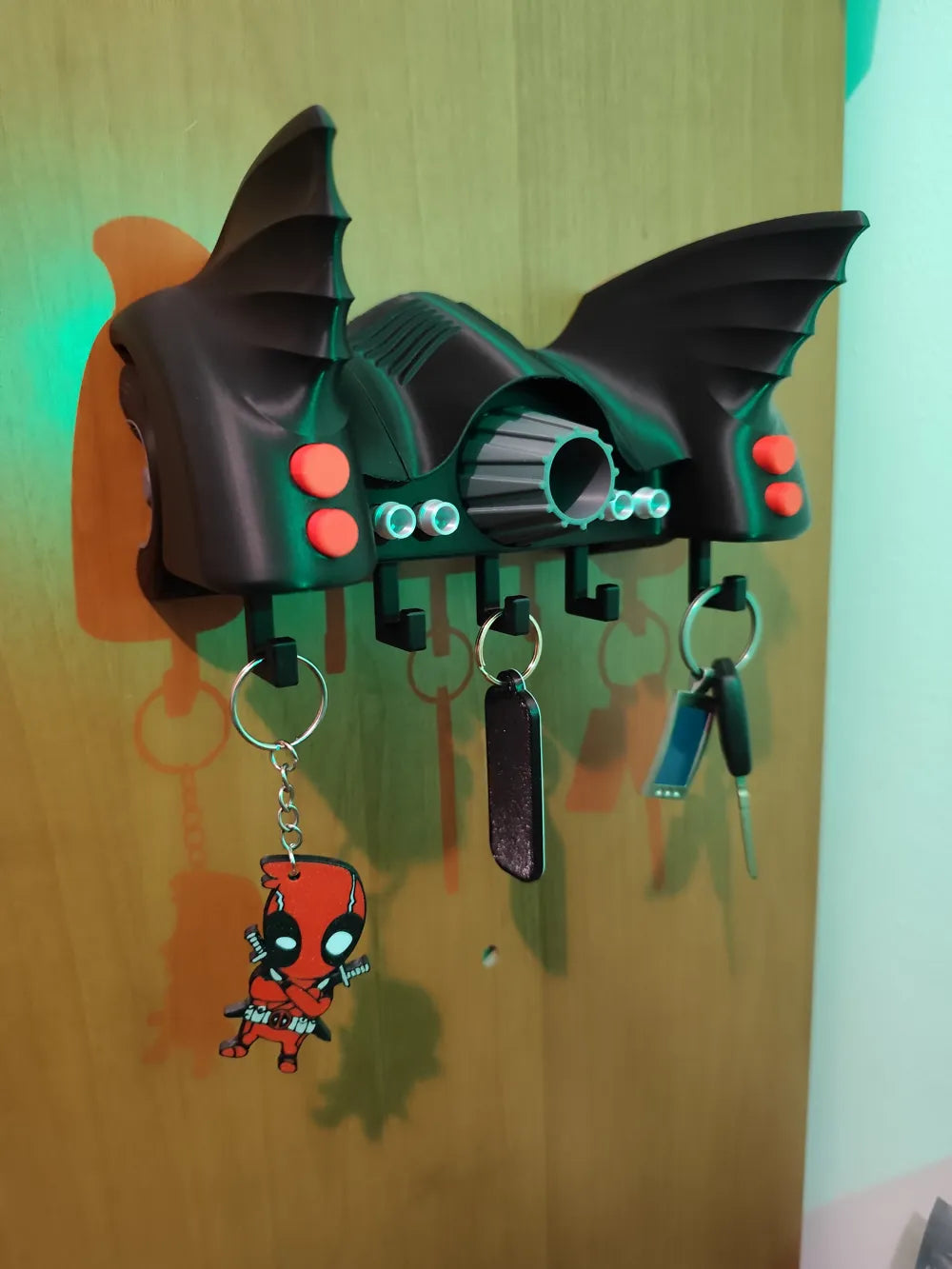 3D printed automotive Batmobile key holder for garage wall decor