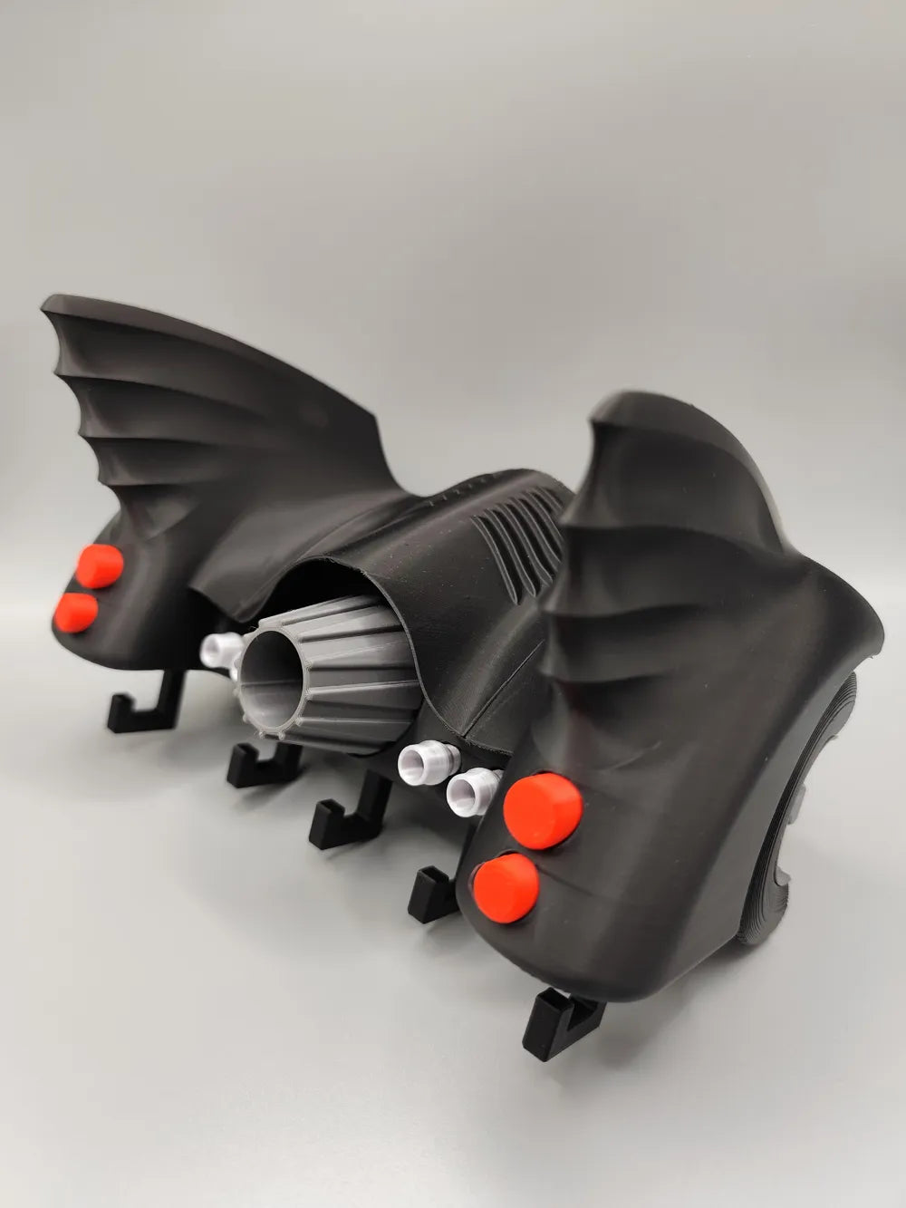 Batmobile-inspired 3D printed key rack for garage or entryway