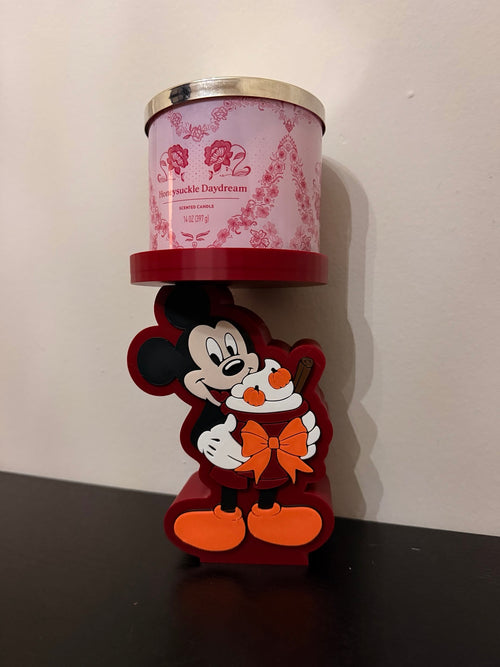 3D printed fall candle display stand with container candle, front view