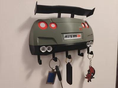 GT-R inspired 3D printed JDM five hook wall key rack, product image 2 of 10 by A&S Studio