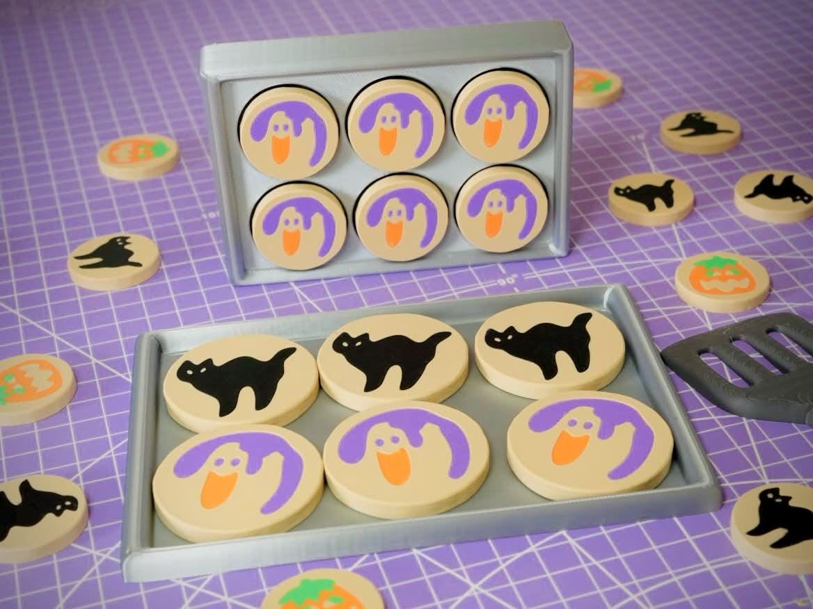 3D printed Halloween ghost cat and pumpkin cookie fidget playset, product image 1 of 5 by A&S Studio