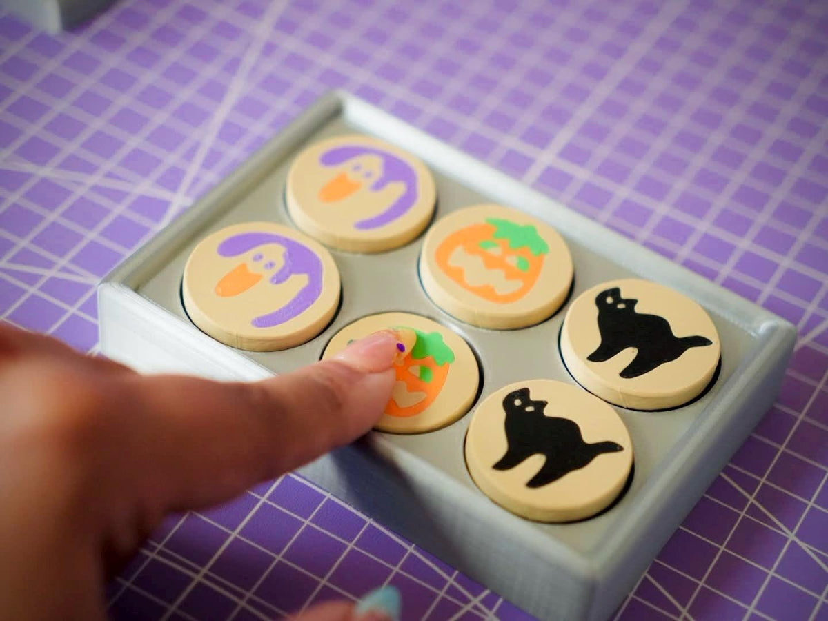 3D printed Halloween ghost cat and pumpkin cookie fidget playset, product image 2 of 5 by A&S Studio
