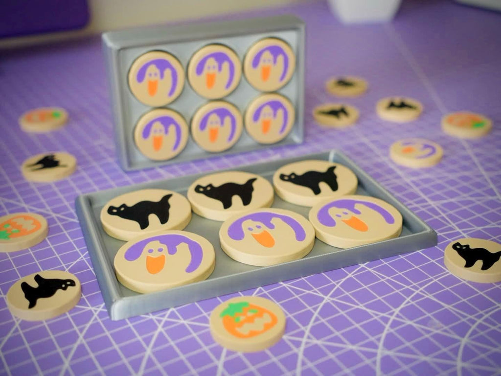 3D printed Halloween ghost cat and pumpkin cookie fidget playset, product image 4 of 5 by A&S Studio