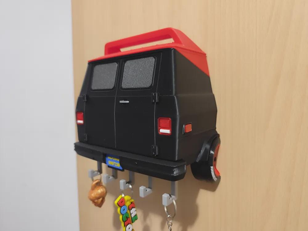 A-Team Van Key Holder, 3D Printed Retro TV Wall Rack, Automotive Garage Decor - product photo 8