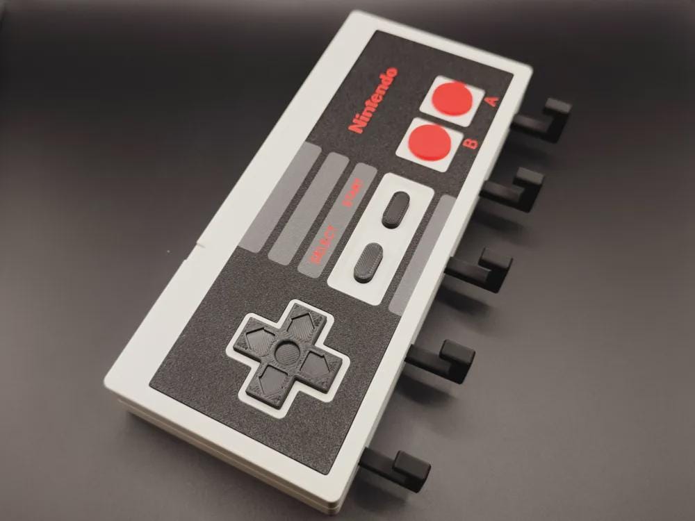 Retro NES Controller Key Holder | 3D Printed Gamer Wall Rack (5 Hooks) - product photo 1