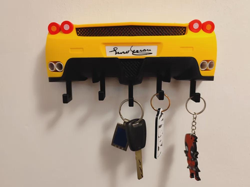 Enzo-Inspired 3D Printed Car Key Holder | Supercar Wall Rack (5 Hooks) - product photo 6