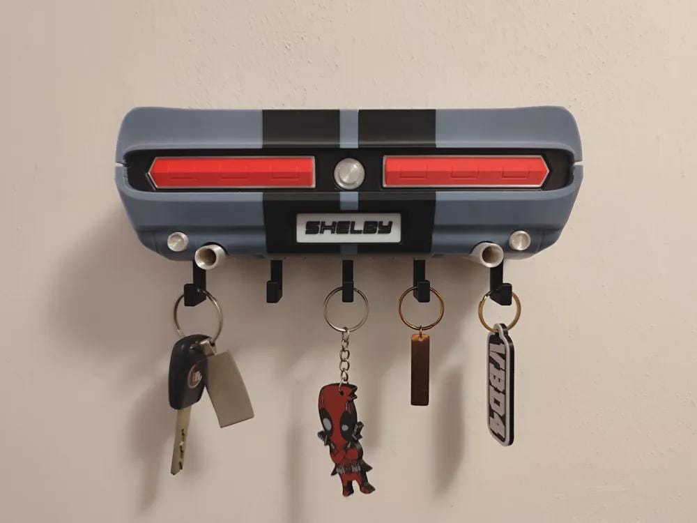 Shelby GT500 Inspired 3D Printed Key Holder | Custom Color Mustang Wall Rack (5 Hooks) - product photo 8