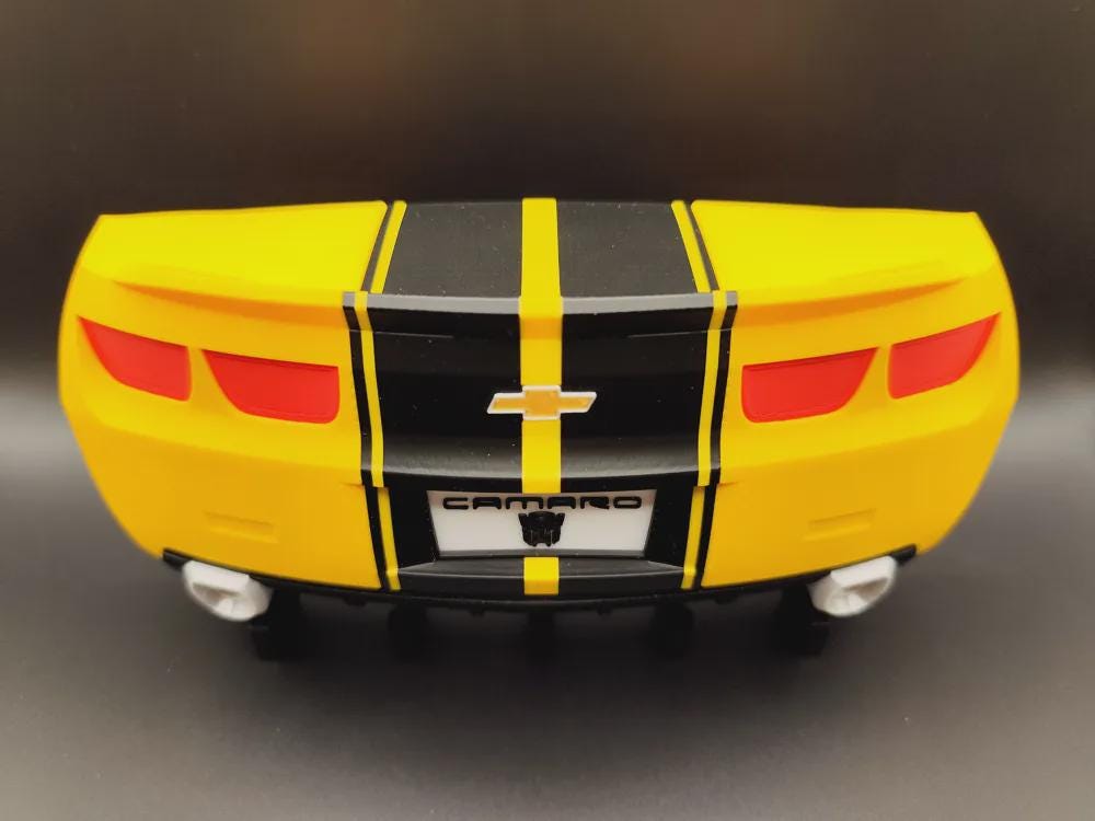 Transformers Bumblebee Key Holder | 3D Printed Yellow Muscle Car Wall Rack (5 Hooks) - product photo 4