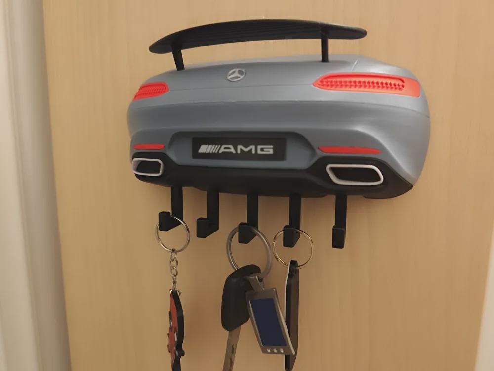 Customizable Mercedes-AMG Inspired Key Holder | 3D Printed Sports Car Wall Rack (Personalized Color) - product photo 7