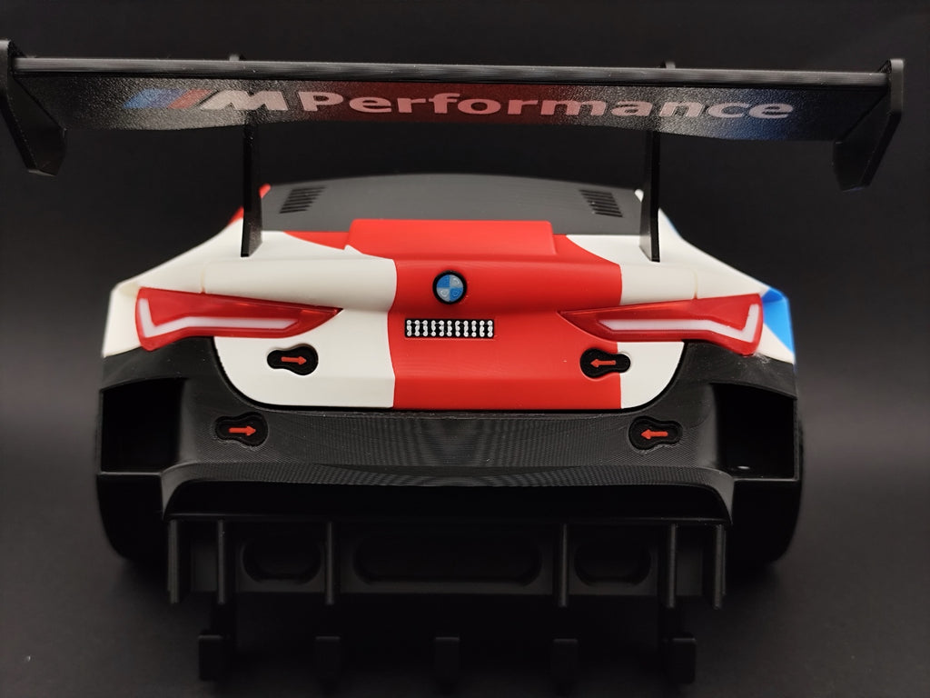 Straight-on rear view of the M4 GT3 key hanger with five black hooks