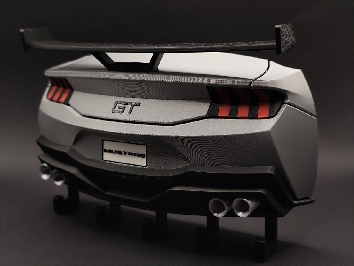 Silver Mustang GT inspired 3D printed car key holder with wall hooks
