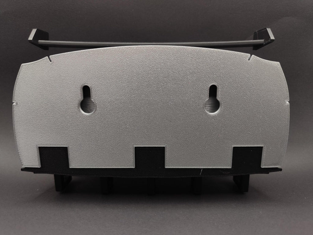 Rear view details of Mustang inspired key hanger with spoiler and taillights