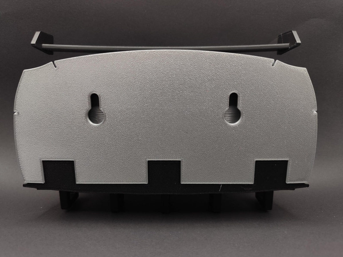 Rear view details of Mustang inspired key hanger with spoiler and taillights